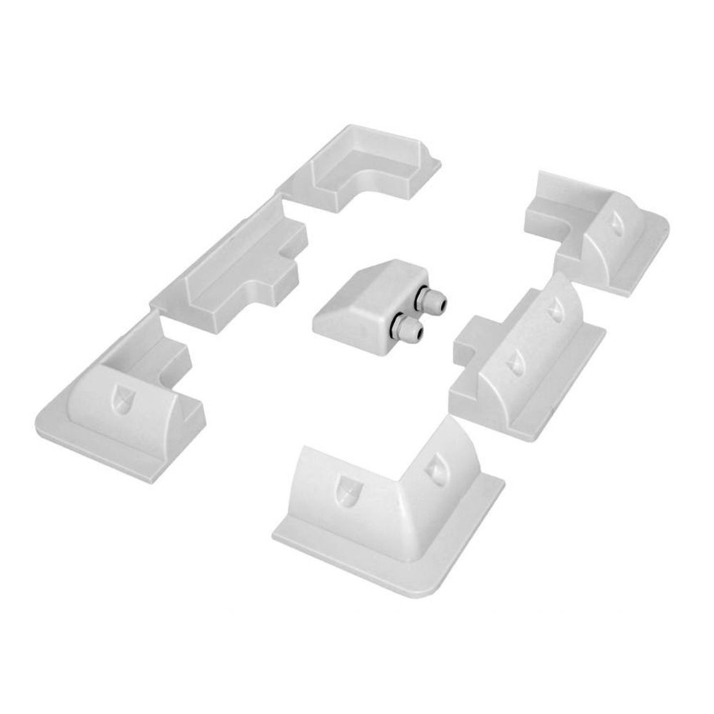 Set 4 supporti angolari + 2 laterali e passacavo 2 vie in ABS per pannelli fotovoltaici
