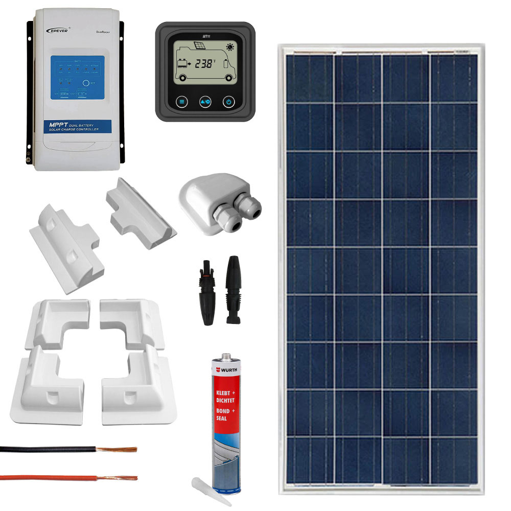Kit fotovoltaico per camper con pannello 150Wp poli e regolatore MPPT | CAMP150MPPT