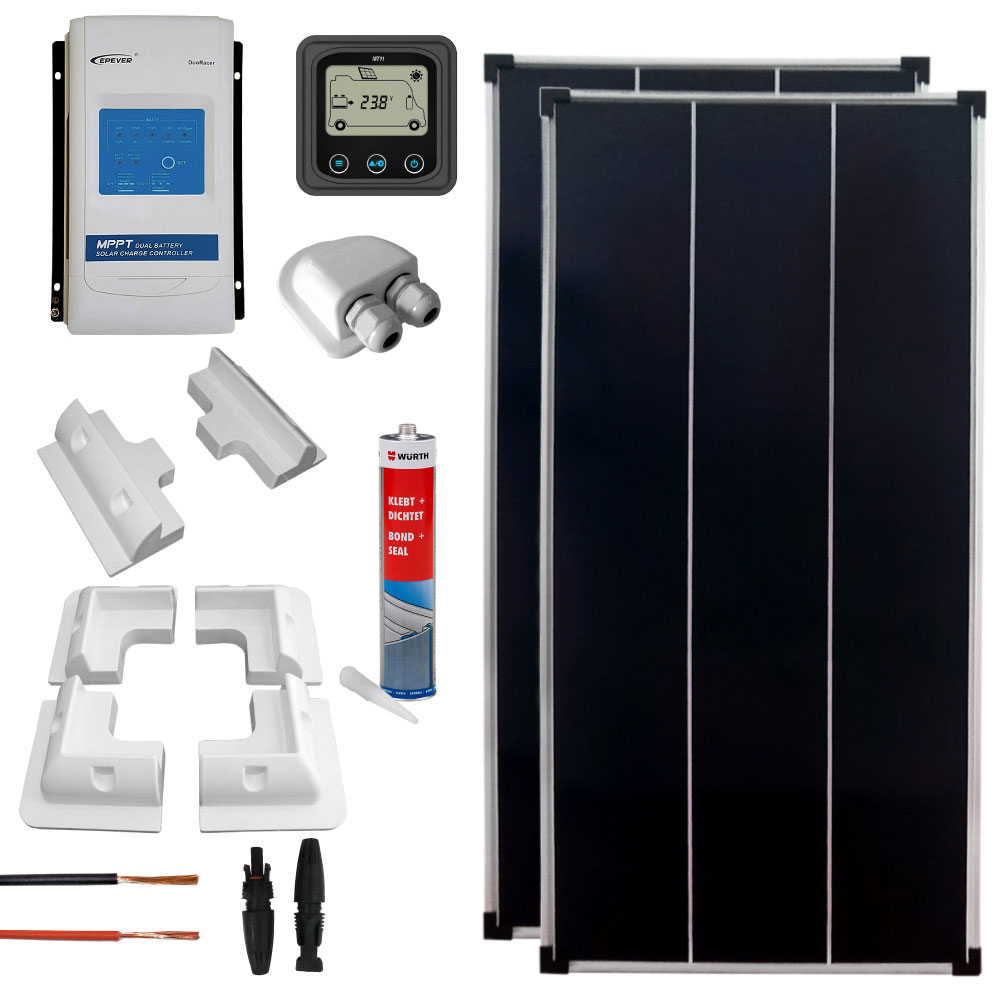 Kit fotovoltaico per camper con 2 pannell1 160Wp mono e regolatore MPPT | CAMP2x150MPPT