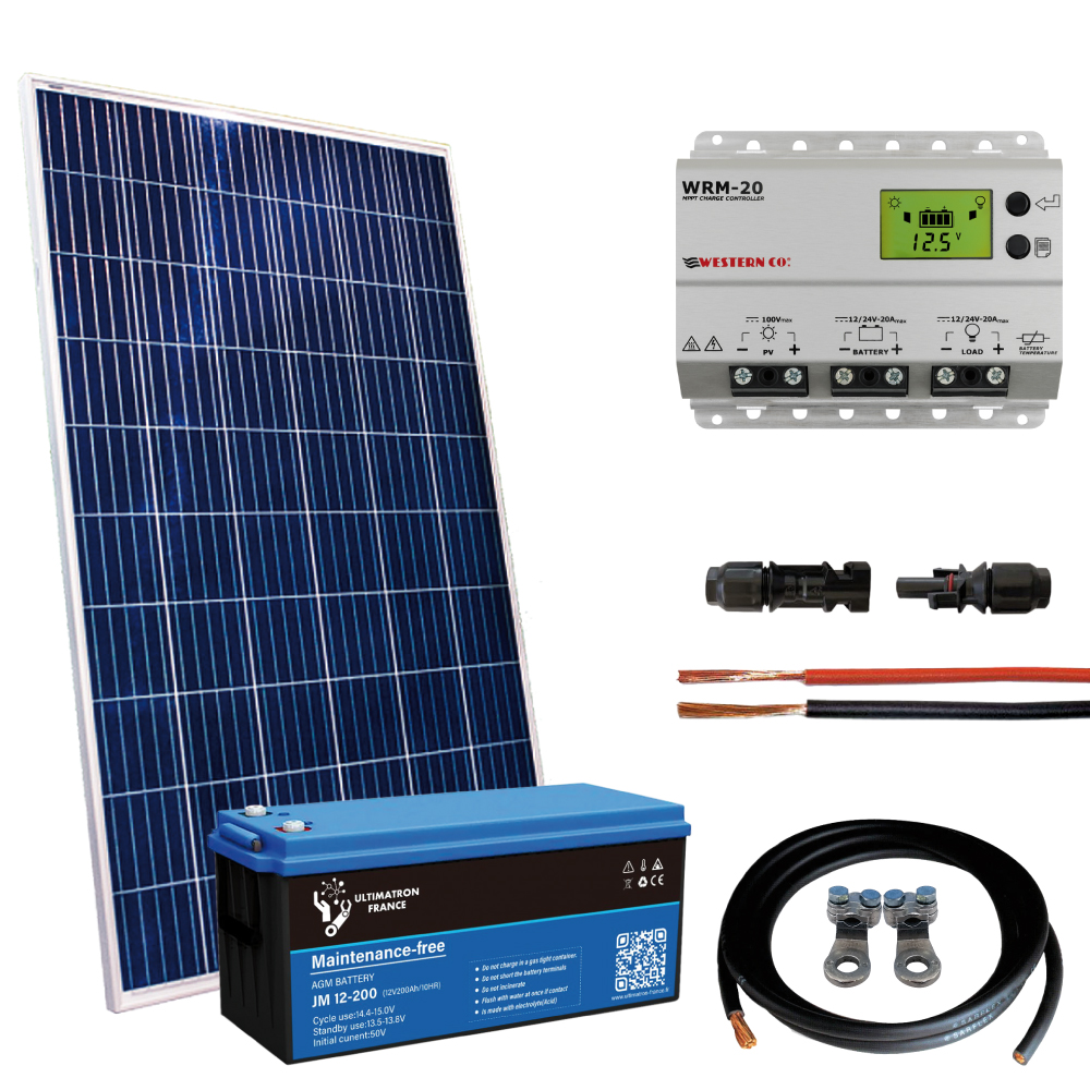 Kit fotovoltaico ad isola 12V minimo 250 Wp completo e di alta qualità | EUREKA M