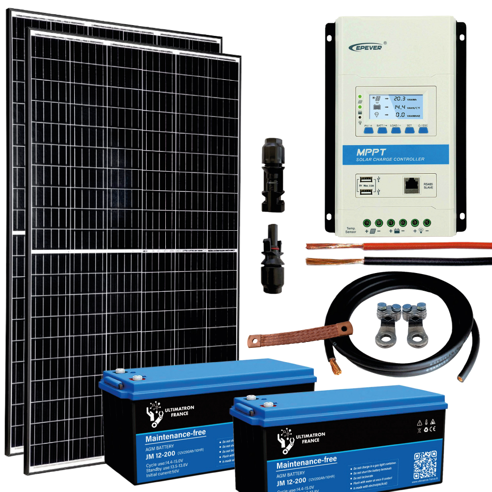 Kit fotovoltaico ad isola 24V minimo 800 Wp completo e di alta qualità | EUREKA XL