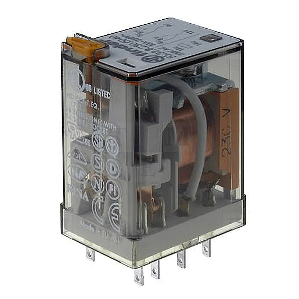 Relè Finder 10A 230V con basetta per barra DIN