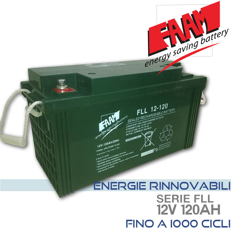 Batteria FAAM ermetica al piombo AGM piastra piana 12V 120Ah