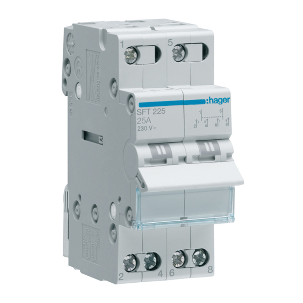 Commutatore 1-0-2 2 Poli 25A 2 Moduli | Hager