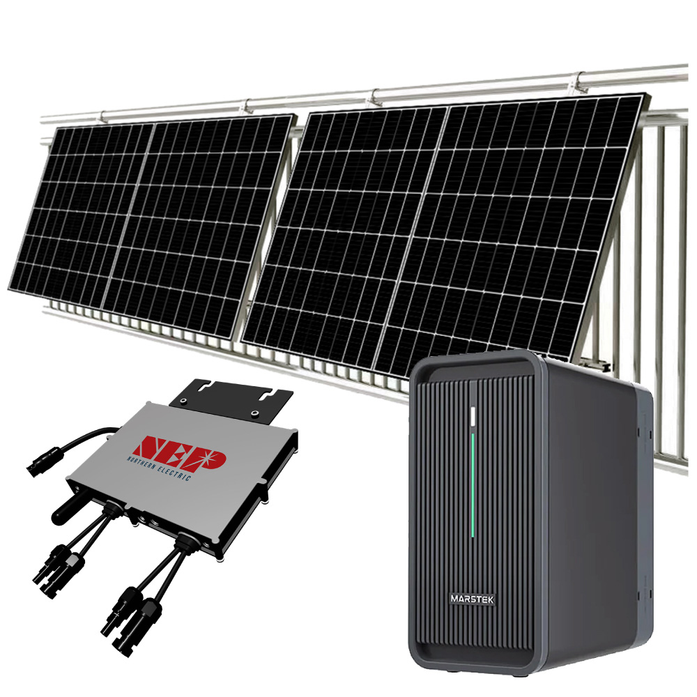 Kit fotovoltaico da balcone con accumulo 2,2kWh ed inverter 800W conforme CEI0-21 | KIT08KWCEIBAT