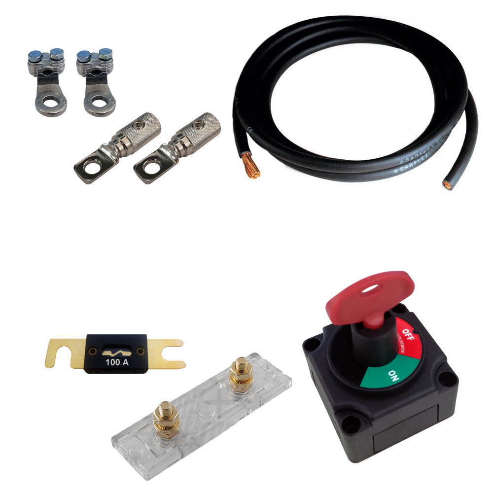 Kit per connessione batterie a 12V completo di protezioni