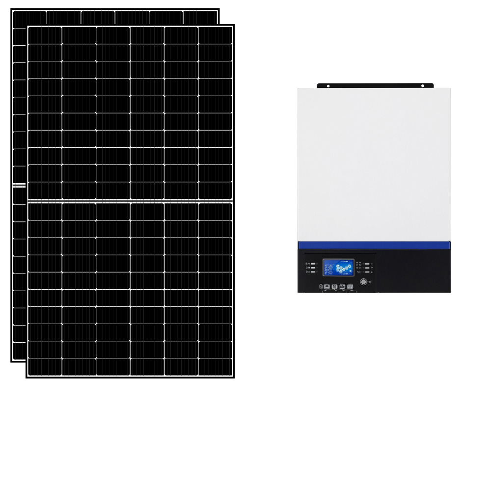 Kit fotovoltaico ibrido 2 kWp con inverter All-in-One 3000W 24V MPPT senza accumulo | KIT2KWED