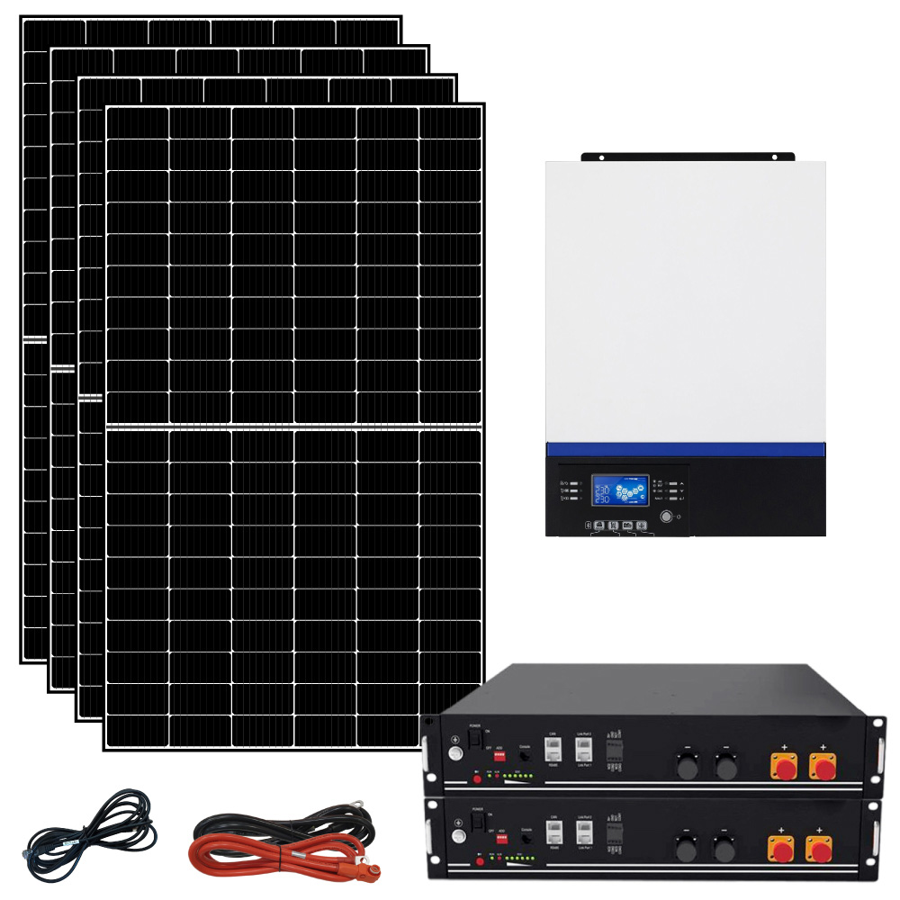 Kit fotovoltaico ibrido ad isola 3 kWp con inverter 5000W 48V MPPT e batterie Litio LiFePO4 | KIT3KWLIT