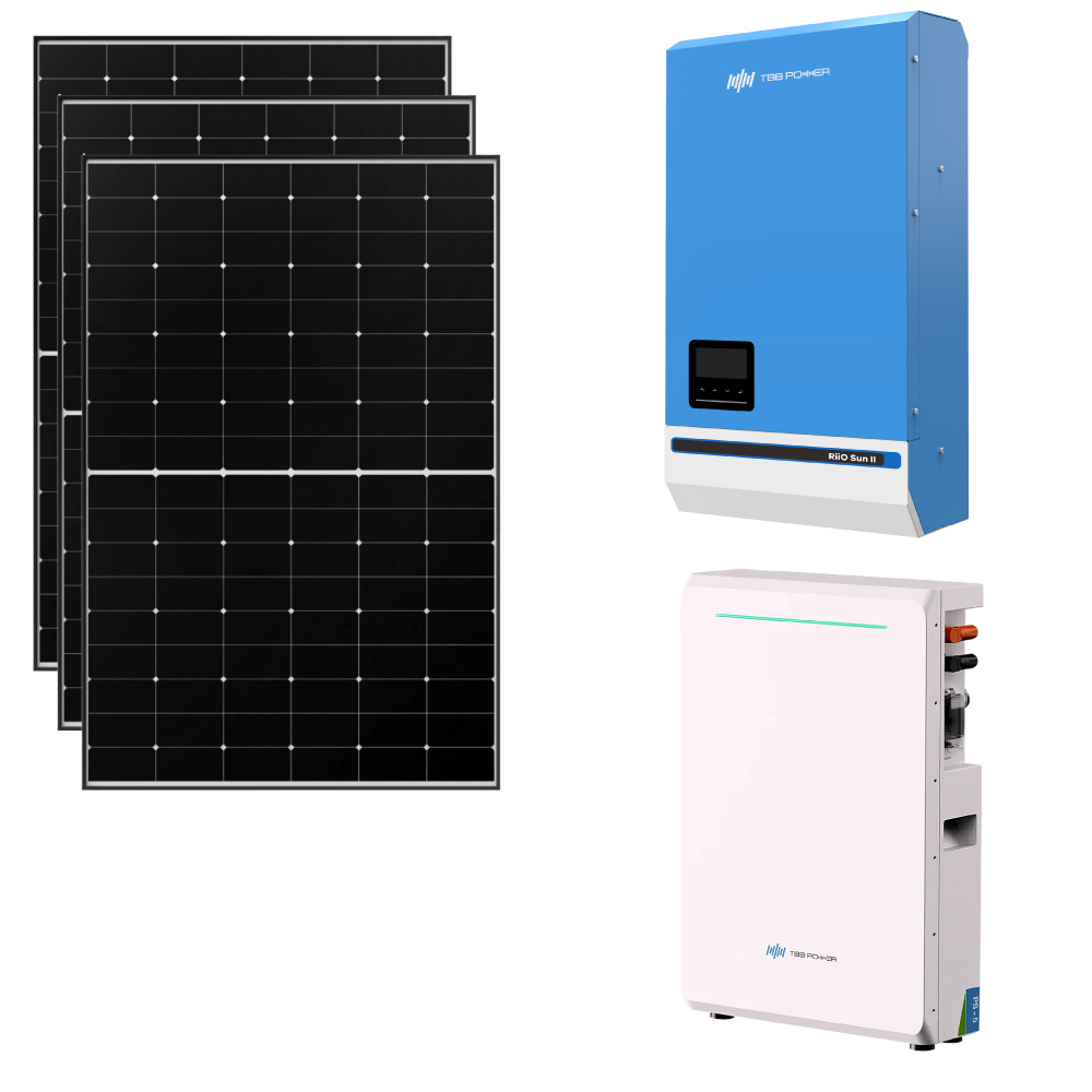 Kit fotovoltaico ibrido ad isola 3 kWp inverter TBB 3 kW 48V 1xMPPT e 4,8kWh batterie Litio LiFePO4 | KIT3KWTBB