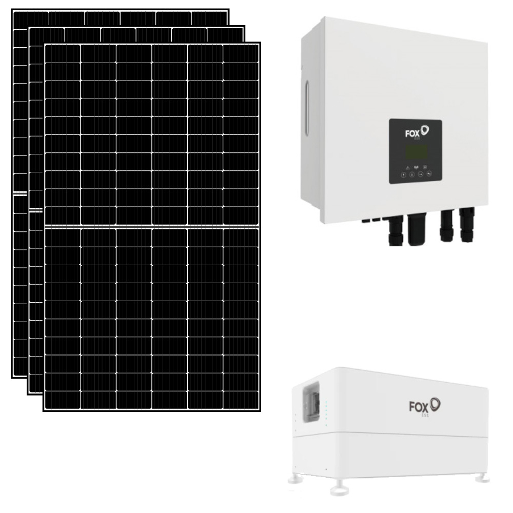 Kit fotovoltaico 3 kWp con accumulo 5,8 kWh con pannelli, inverter FOX e batterie FOX