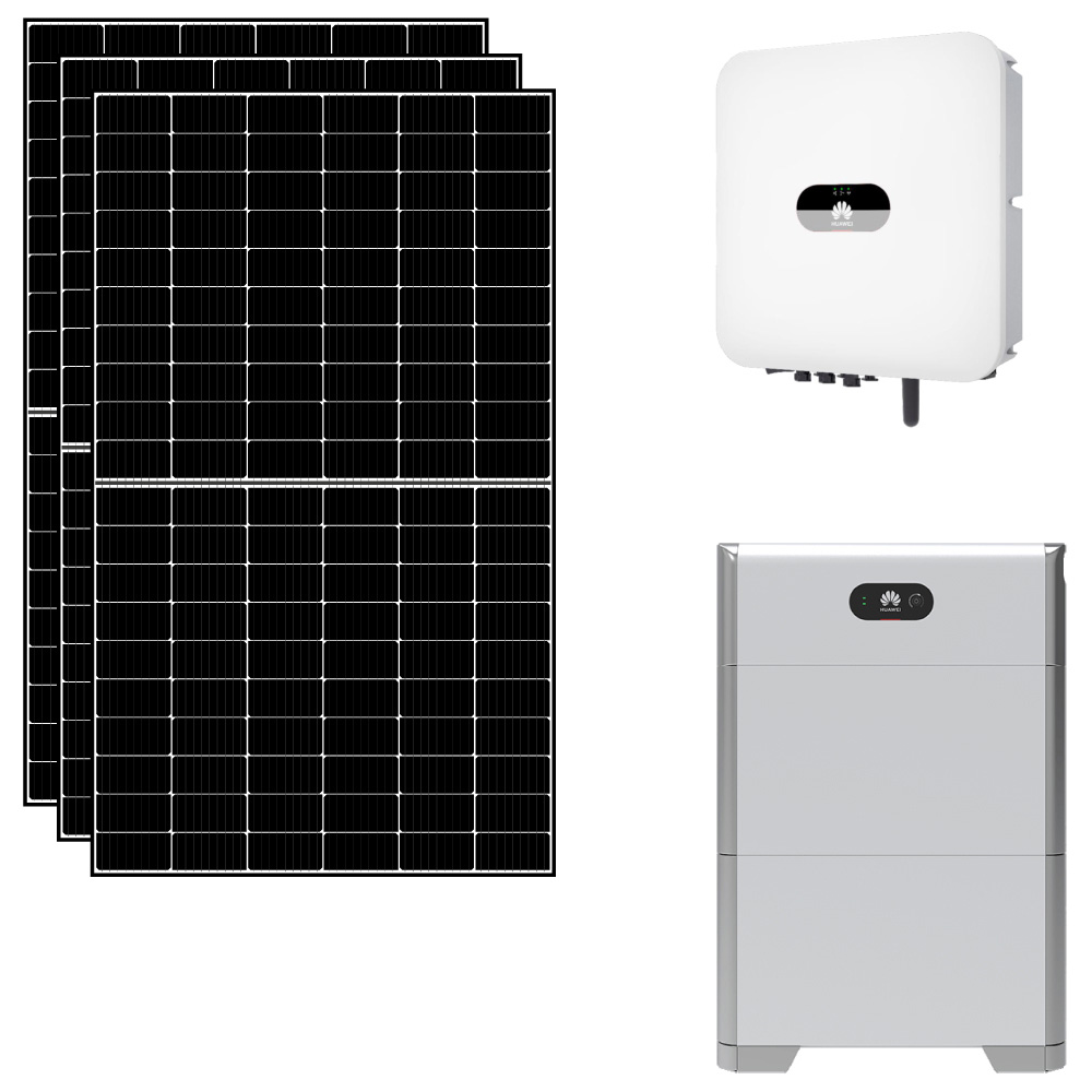 Kit fotovoltaico 3 kWp con accumulo 10 kWh con pannelli, inverter e batterie Huawei