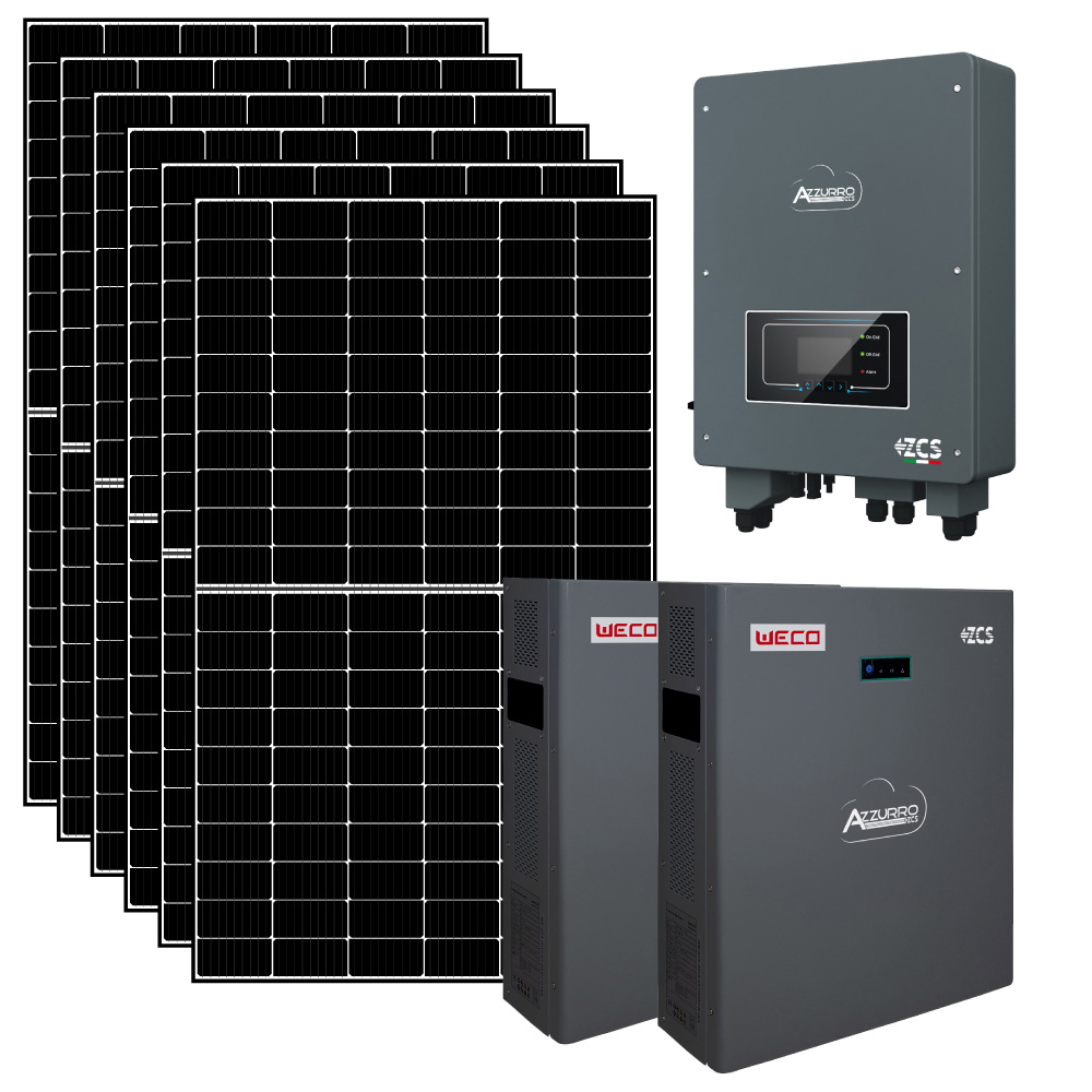 Kit fotovoltaico 6 kWp con accumulo 9,9 kWh con pannelli, inverter Zucchetti e battery pack WECO