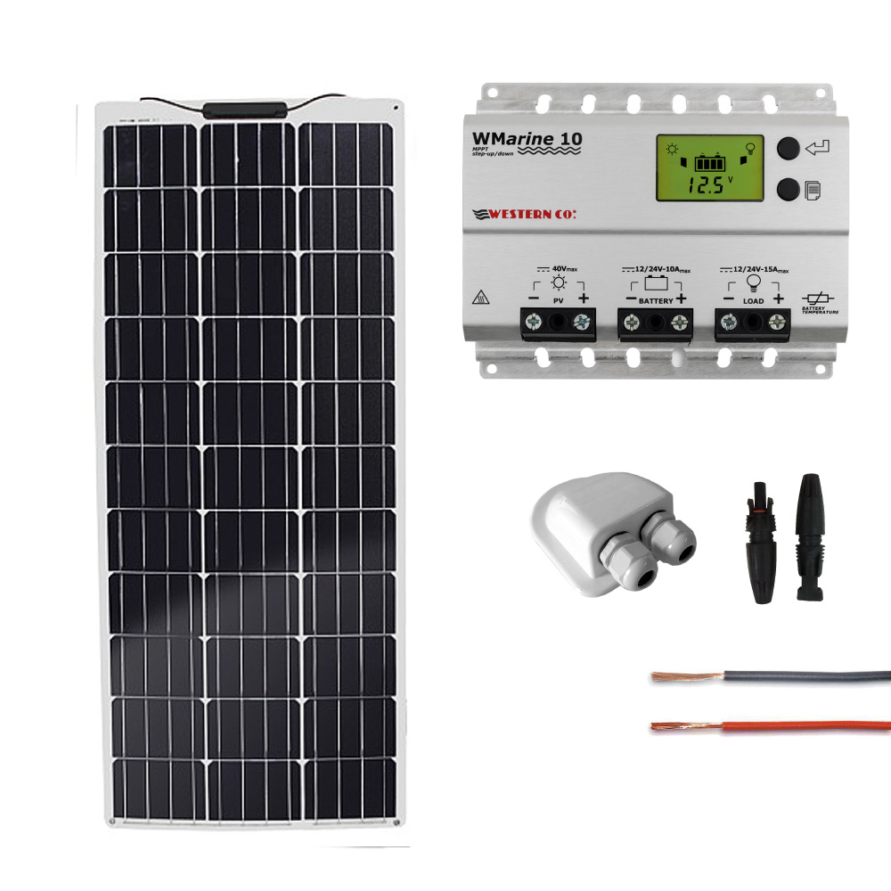 Kit fotovoltaico per nautica con pannello semi-flessibie 100Wp mono | NAUM100