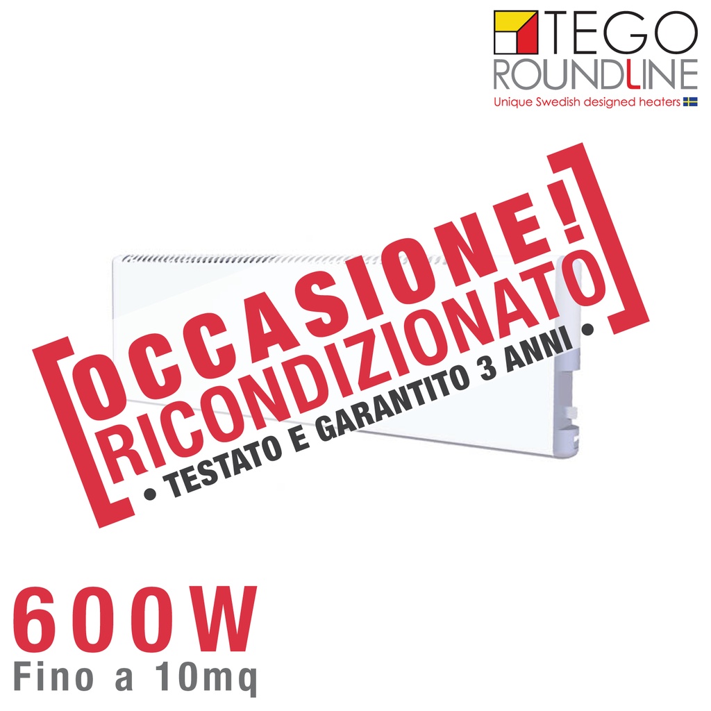 OUTLET - Radiatore svedese 600W basso consumo | h. 20cm | fino 10 m² | RICONDIZIONATO | Txxx