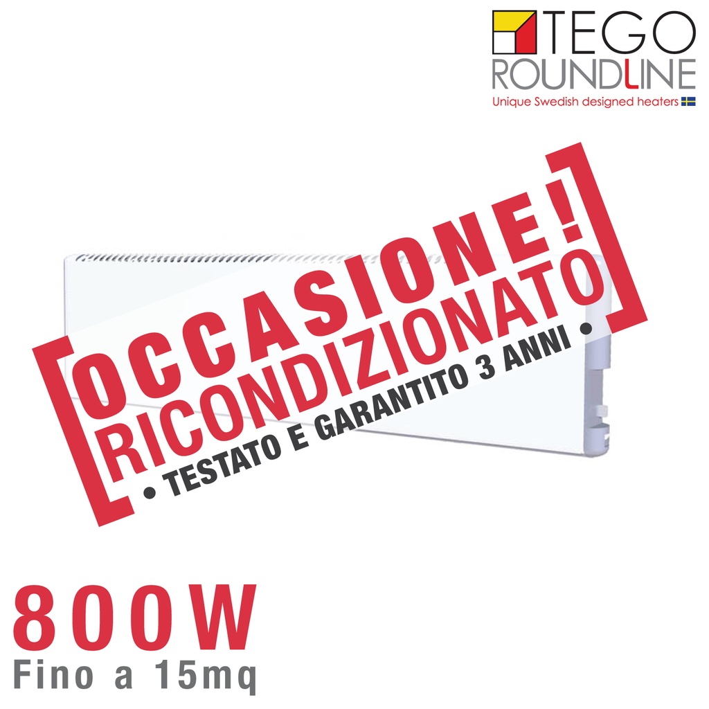 OUTLET - Radiatore svedese 800W basso consumo | h. 20cm | fino 15 m² | RICONDIZIONATO | Txxx