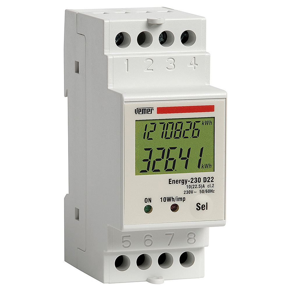 Contatore energia elettrica con display Energy-230 D22 monofase | VEMER | VE044400