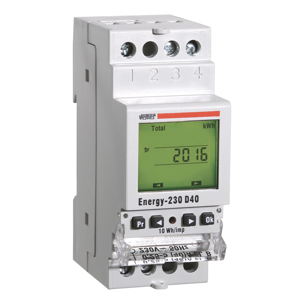Contatore energia elettrica con display Energy-230 D40 bidirezionale (consumo/immissione) | VEMER | VE429710