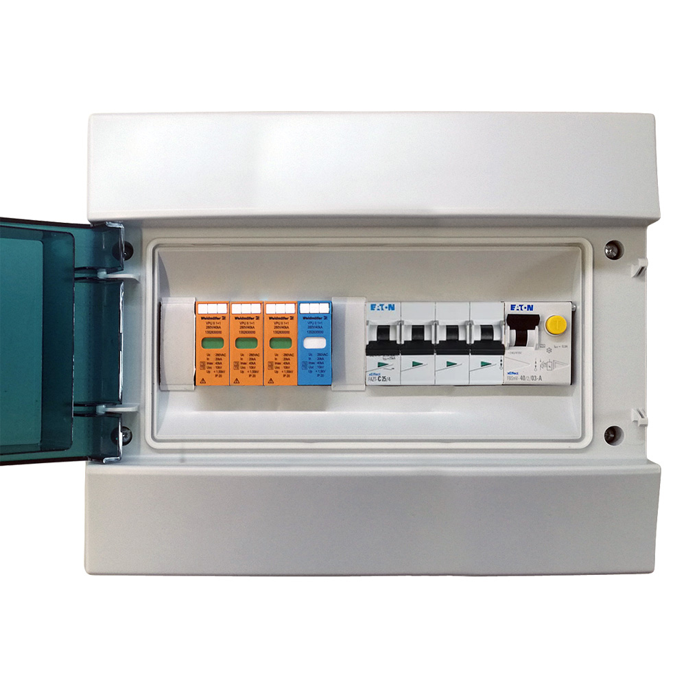 Kit quadro di protezione lato alternata CA trifase specifico per impianti fotovoltaici | QUA-CA-3P