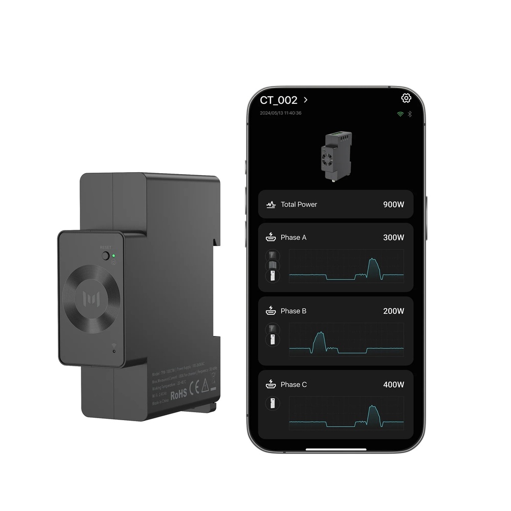 Smart Meter MARSTEK CT002 | Monitoraggio in Tempo Reale | WiFi & Bluetooth | Marstek