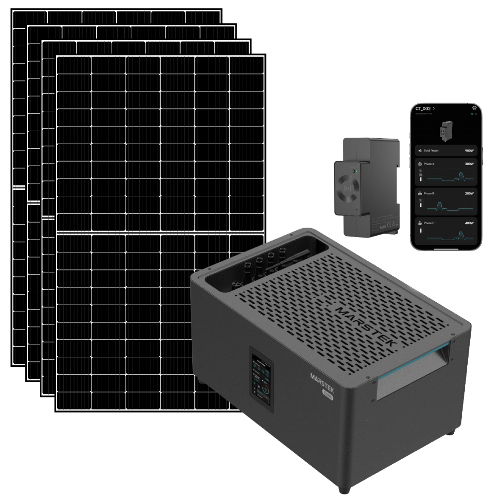 Kit fotovoltaico da balcone con accumulo 2,2kWh ed inverter 800W Marstek conforme CEI0-21 | KIT2KWCEIBAT