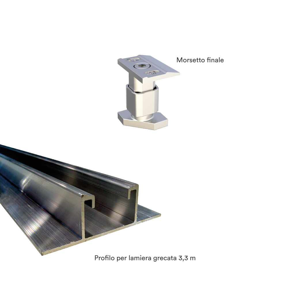 Kit struttura fissaggio 1 pannello fotovoltaico su lamiera GRECATA