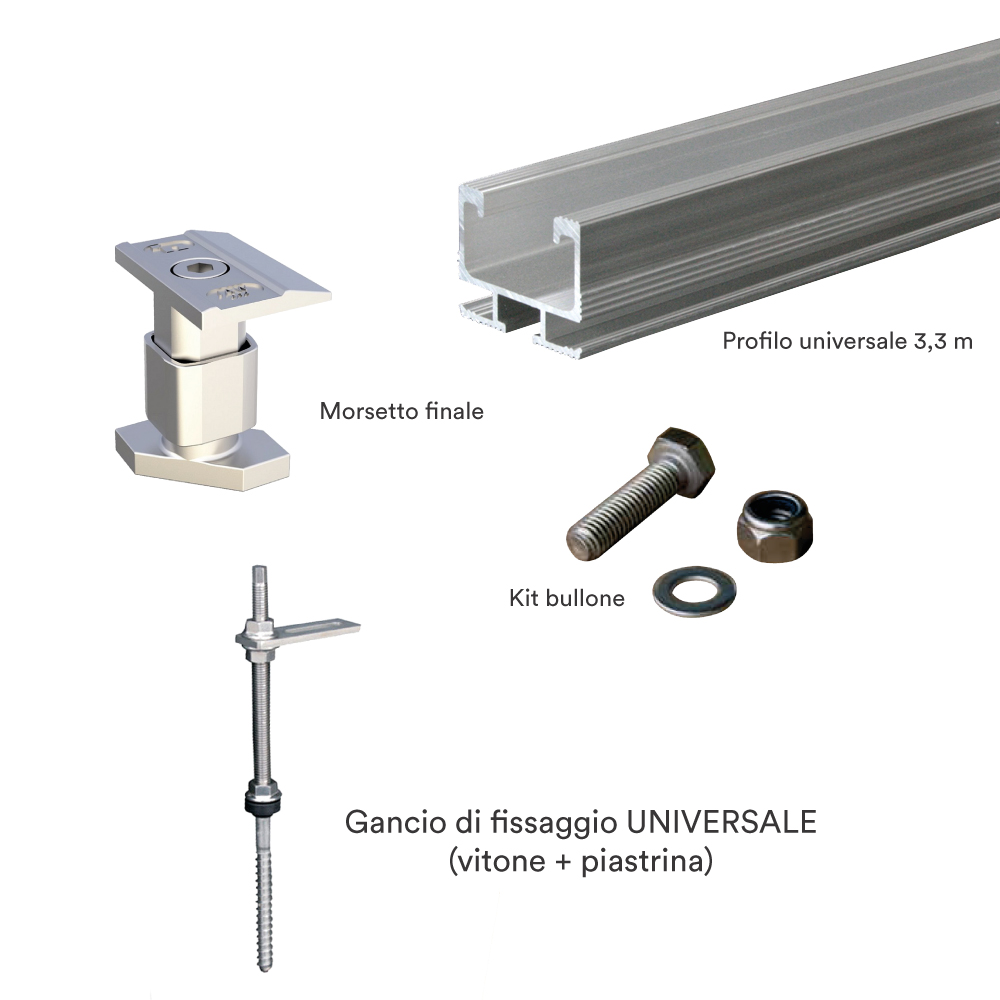 Kit struttura fissaggio 1 pannello fotovoltaico UNIVERSALE