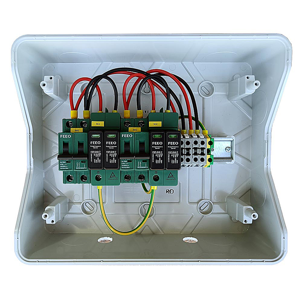 Quadro precablato di protezione CC 40A per impianti fotovoltaici a 2 STRINGHE