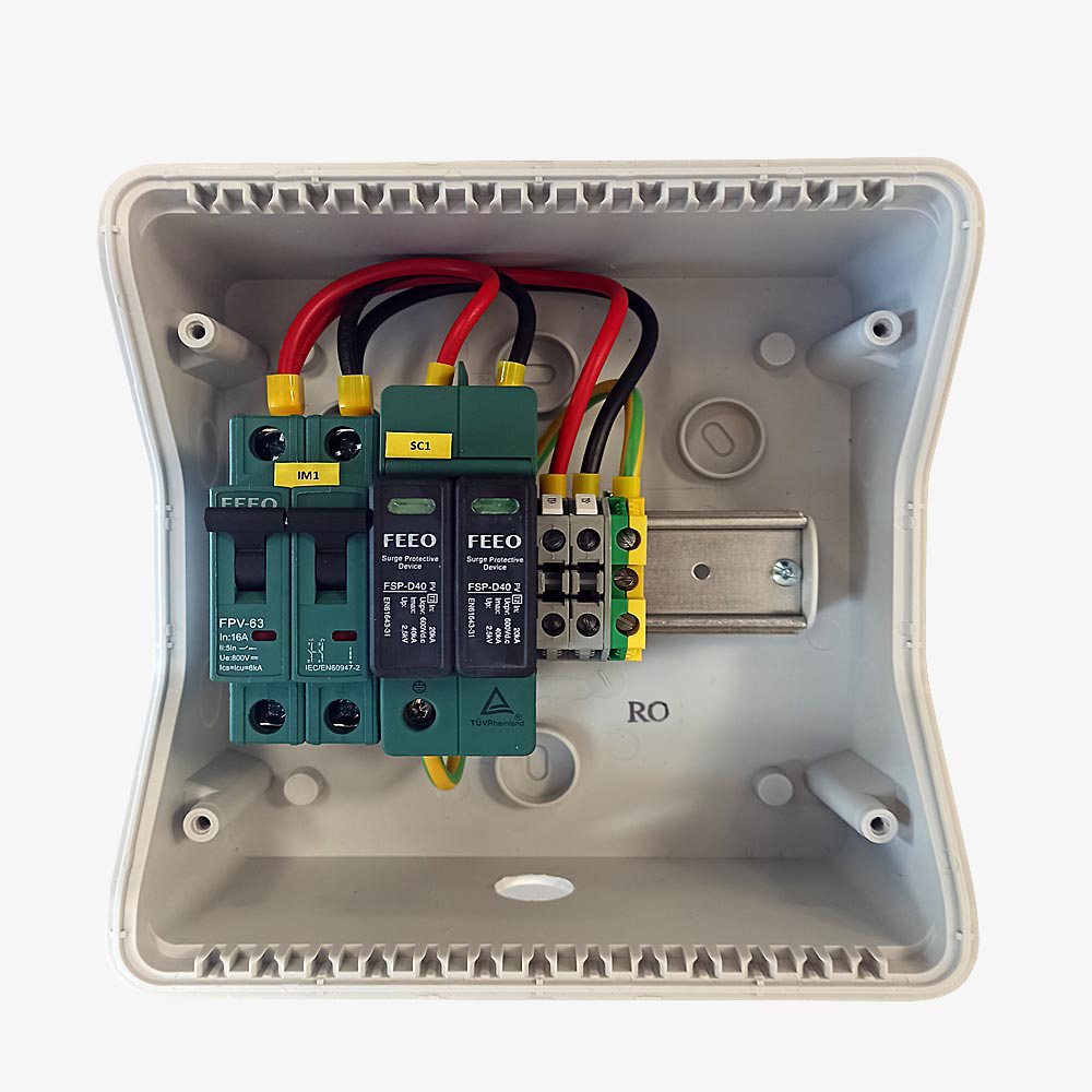 Quadro precablato di protezione CC 40A per impianti fotovoltaici a 1 stringa