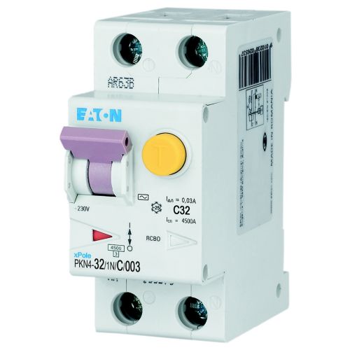 Interruttore combinato differenziale magnetotermico 32A + 30mA 230V classe AC 1P+N  curva C | Eaton
