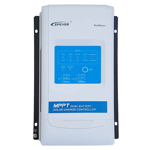 [DR2210N-DDB] VEDERE DR2210N-DDS
Regolatore di carica MPPT 20A Dual Battery 12/24V DUORACER | EP Solar