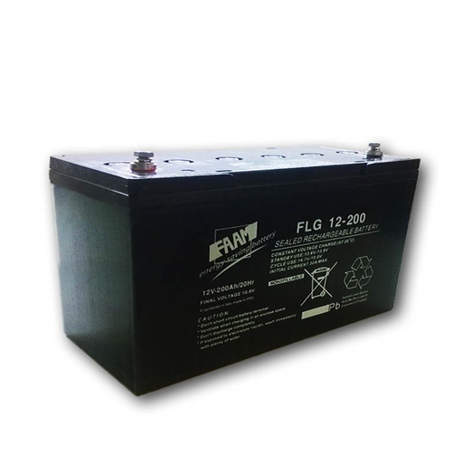 [FLG12-200] Batteria Piombo GEL 200Ah 12V ermetica scarica lenta | 1200 cicli | FAAM