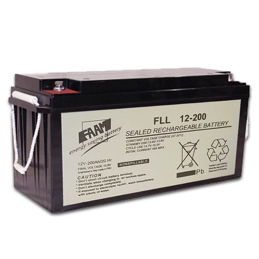 [FLL12-200] Batteria AGM piombo 200Ah 12V ermetica piastra piana | 1000 cicli | FAAM