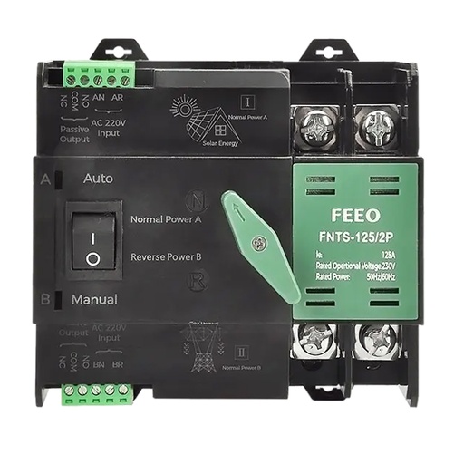 [FNTS-125PV] Commutatore ATS automatico e manuale monofase per fotovoltaico | FEEO