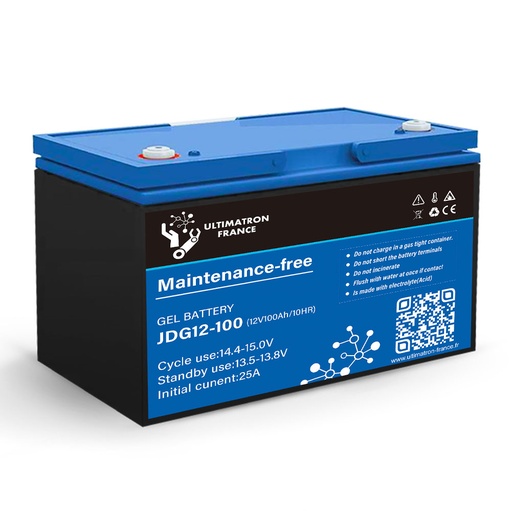 [JDG12-100] Batteria Piombo GEL piastra piana 100Ah 12V senza manutenzione | Ultimatron France