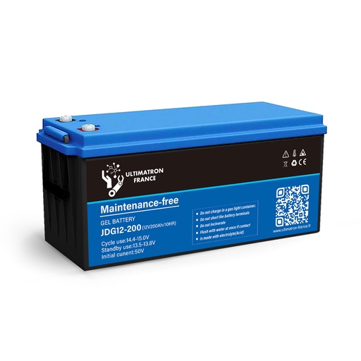 [JDG12-200] Batteria Piombo GEL piastra piana 200Ah 12V senza manutenzione | Ultimatron France
