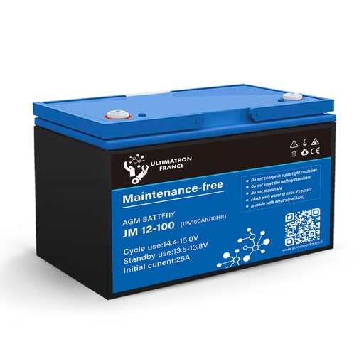 [JM12-100] Batteria Piombo AGM piastra piana 100Ah 12V senza manutenzione | Ultimatron France