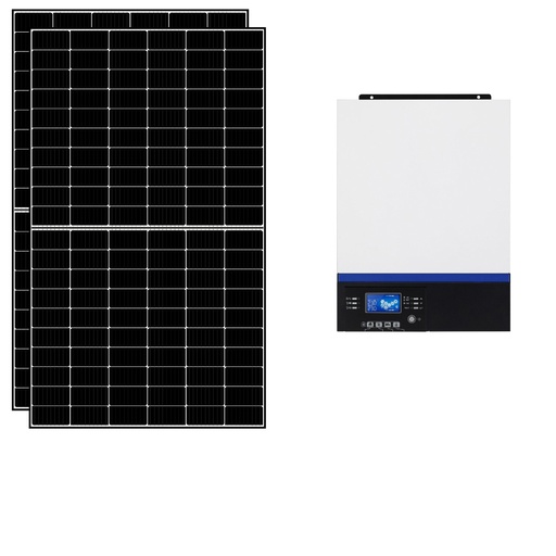 [KIT2KWED] Kit fotovoltaico ibrido 2 kWp con inverter All-in-One 3000W 24V MPPT senza accumulo | KIT2KWED