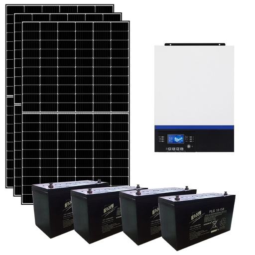[KIT2KWKS] Kit fotovoltaico ibrido ad isola 2 kWp con inverter 5000W 48V MPPT e 4 batterie 150Ah | KIT2KWKS