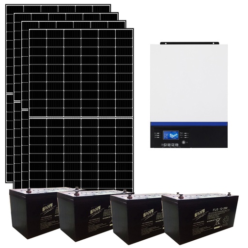 [KIT3KWKS] Kit fotovoltaico ibrido ad isola 3 kWp con inverter 5000W 48V MPPT e 4 batterie 200Ah | KIT3KWKS