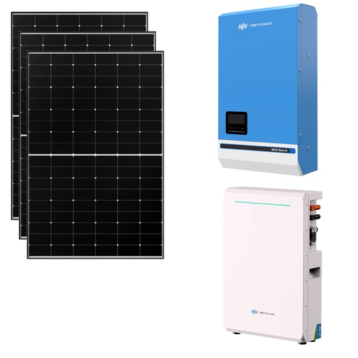[KIT3KWTBB] Kit fotovoltaico ibrido ad isola 3 kWp inverter TBB 3 kW 48V 1xMPPT e 4,8kWh batterie Litio LiFePO4 | KIT3KWTBB