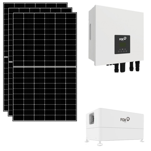[KITFOX3-5.8] Kit fotovoltaico 3 kWp con accumulo 5,8 kWh con pannelli, inverter FOX e batterie FOX
