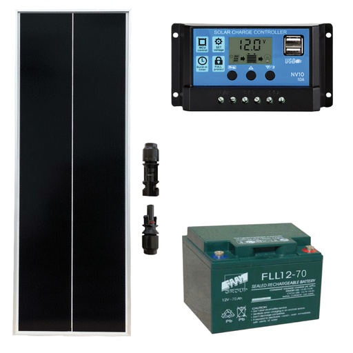 [KITPLUS100] Kit fotovoltaico ad isola 100Wp per luoghi isolati | STARTER+100