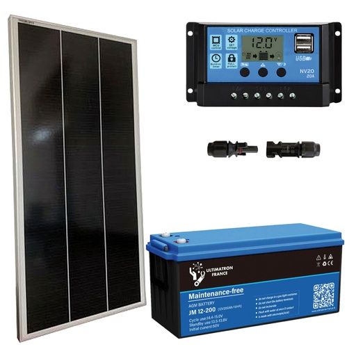 [KITPLUS200] Kit fotovoltaico ad isola 200Wp per luoghi isolati | STARTER+200