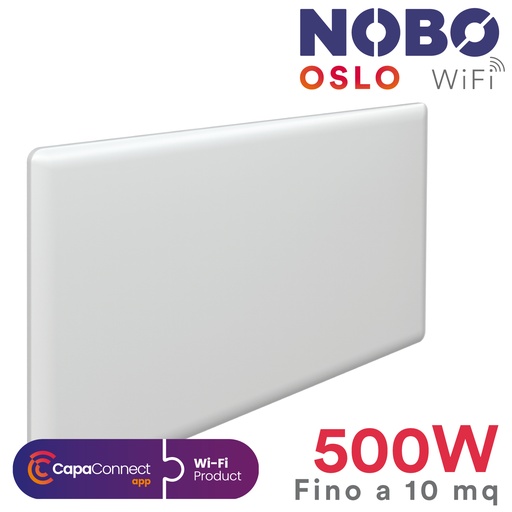 [O82440005] Radiatore elettrico norvegese NOBO OSLO WiFi 500W per ambienti fino a 10 m²