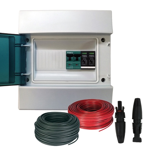 Kit quadro di protezione precablato CC con cavi e connettori per impianti PV 1 stringhe | QUAP-CC-1S