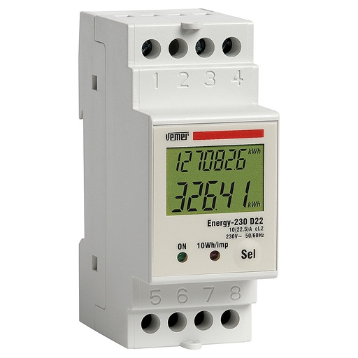 [VE044400] Contatore energia elettrica con display Energy-230 D22 monofase | VEMER | VE044400