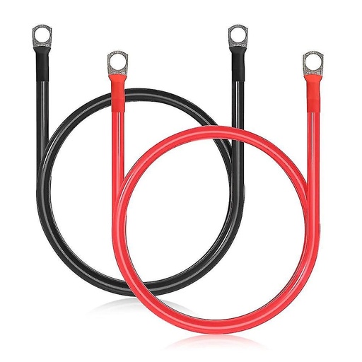 [CAB2X35-2MT] Kit cavi 2mt R+N 35mmq per collegamento batterie inverter con occhielli M8 | Saros