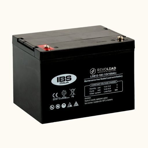 [LGB12-100] Batteria Piombo AGM piastra piana 100Ah 12V senza manutenzione | REVOLEAD