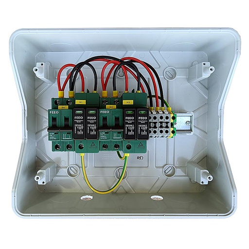[QUASAR2S-16A] Quadro precablato di protezione CC 16A per impianti fotovoltaici a 2 stringhe